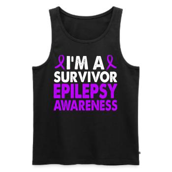 Survivor Epilepsy Awareness Month Lila Band - Männer Premium Bio Tank Top - Schwarz - Vorne - AI Model Male 178 light (178cm)