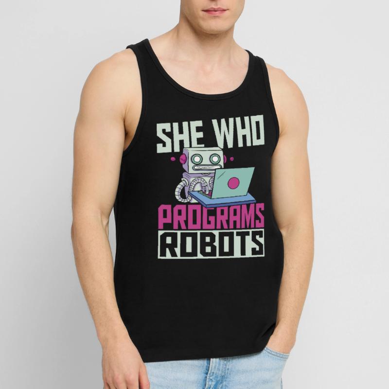 She Who Programs Robots Robotics Robot Engineer Men's Premium Organic Tank Top