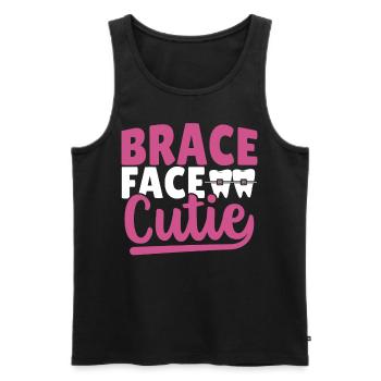 Broches Face Cutie Orthodontiste - Débardeur bio Premium Homme - noir - Devant - AI Model Male 178 light (178cm)