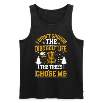 Disc Golfer hit Trees and Curse - Men's Premium Organic Tank Top - black - Front - Michal (187cm)