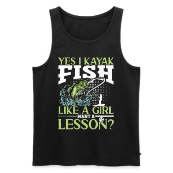 Fishing Kayak Paddling - Men's Premium Organic Tank Top - black - Front - Michal (187cm)