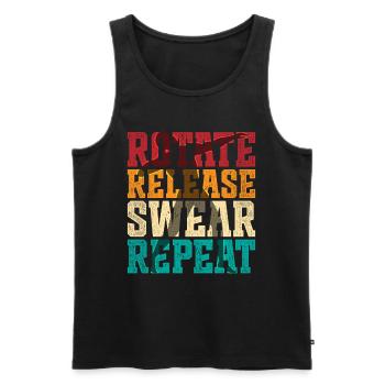 Kugelstoßen Kugelstoß Rotate Release Swear Repeat - Männer Premium Bio Tank Top - Schwarz - Vorne - Michal (187cm)