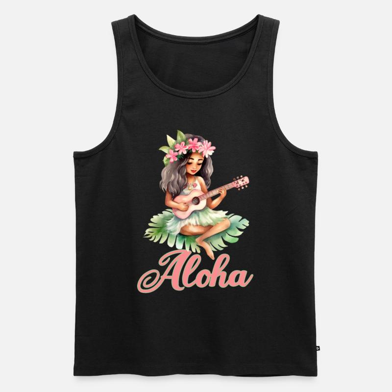 Urlaub Polynesier Strand Ukulele - Männer Premium Bio Tank Top - Schwarz