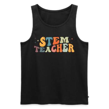 Groovy Stem Teacher - Men's Premium Organic Tank Top - black - Front - AI Model Male 178 light (178cm)