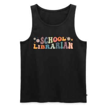 Groovy School Librarian Lesender Bücherwurm - Männer Premium Bio Tank Top - Schwarz - Vorne - AI Model Male 178 light (178cm)