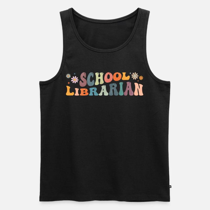 Groovy School Librarian Lesender Bücherwurm - Männer Premium Bio Tank Top - Schwarz