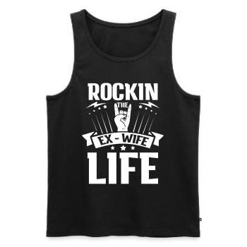 Rockin The Ex Wife Life für Geschiedene und - Männer Premium Bio Tank Top - Schwarz - Vorne - Michal (187cm)