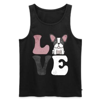 Boston Terrier Hund - Männer Premium Bio Tank Top - Schwarz - Vorne - Michal (187cm)