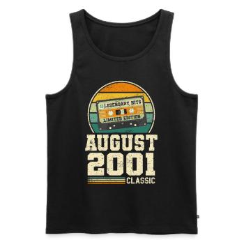22. Geburtstag August Jahrgang 2001 Vintage - Männer Premium Bio Tank Top - Schwarz - Vorne - Michal (187cm)