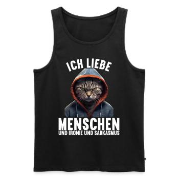 Ich liebe Menschen und Ironie und Sarkasmus - Männer Premium Bio Tank Top - Schwarz - Vorne - Michal (187cm)
