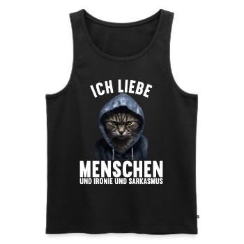 Ich liebe Menschen und Ironie und Sarkasmus - Männer Premium Bio Tank Top - Schwarz - Vorne - Michal (187cm)
