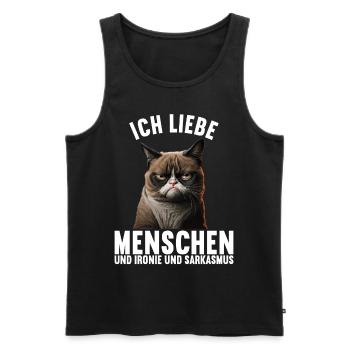 Ich liebe Menschen und Ironie und Sarkasmus - Männer Premium Bio Tank Top - Schwarz - Vorne - Michal (187cm)