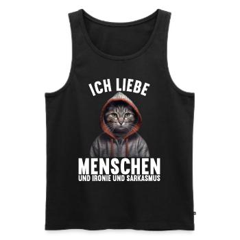 Ich liebe Menschen und Ironie und Sarkasmus - Männer Premium Bio Tank Top - Schwarz - Vorne - Michal (187cm)