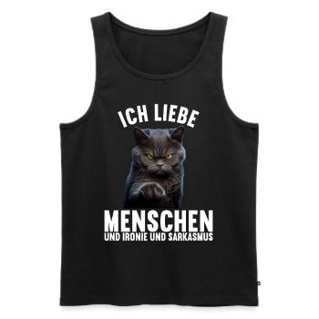 Ich liebe Menschen und Ironie und Sarkasmus - Männer Premium Bio Tank Top - Schwarz - Vorne - Michal (187cm)