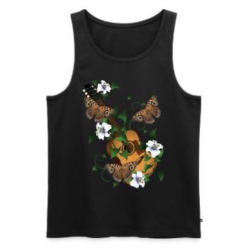 Gitarre mit Blumen und Schmetterlinge - Männer Premium Bio Tank Top - Schwarz - Vorne - AI Model Male 178 light (178cm)