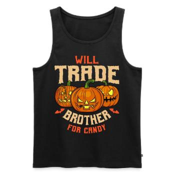 Will Trade Brother For Candy: Halloween Pumpkin - Men's Premium Organic Tank Top - black - Front - Michal (187cm)