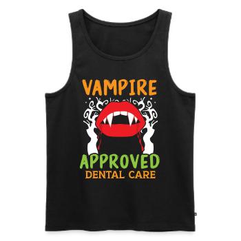 Vampir-geprüfte Zahnpflege. - Männer Premium Bio Tank Top - Schwarz - Vorne - AI Model Male 178 light (178cm)