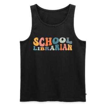 Groovy School Librarian Lesender Bücherwurm - Männer Premium Bio Tank Top - Schwarz - Vorne - AI Model Male 178 light (178cm)