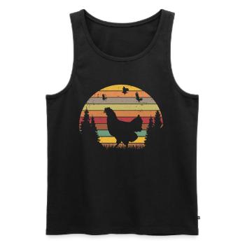 Poulet Rétro Poulet Vintage - Débardeur bio Premium Homme - noir - Devant - Michal (187cm)