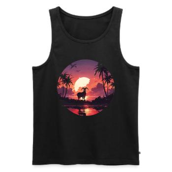 Animaux Chèvres Couchers de soleil Chèvres Amoureux des animaux - Débardeur bio Premium Homme - noir - Devant - Michal (187cm)