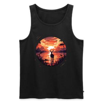 Animaux Chèvres Couchers de soleil Chèvres Amoureux des animaux - Débardeur bio Premium Homme - noir - Devant - Michal (187cm)