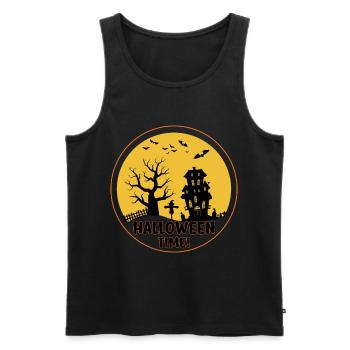 Halloween Time Creepy Halloween Haunted Castle - Men's Premium Organic Tank Top - black - Front - AI Model Male 178 light (178cm)