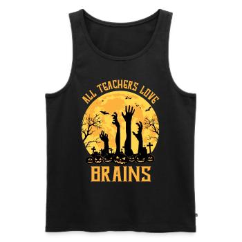 All Teachers Love Brains: Zombiehände und Kürbisse - Männer Premium Bio Tank Top - Schwarz - Vorne - Michal (187cm)
