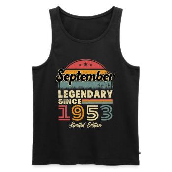 Vintage Nées En Septembre 1953 Cadeau - Débardeur bio Premium Homme - noir - Devant - Michal (187cm)