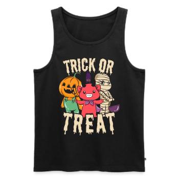 Trick or Treat Halloween Momie, Diable et citrouille - Débardeur bio Premium Homme - noir - Devant - Michal (187cm)