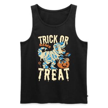 Trick or Treat T-Rex Mummy Disguise with Pumpkin - Men's Premium Organic Tank Top - black - Front - Michal (187cm)