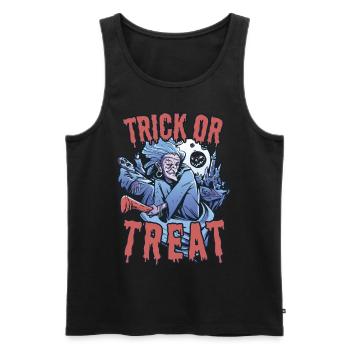 Trick or Treat Creepy Halloween Witch with Broom - Men's Premium Organic Tank Top - black - Front - AI Model Male 178 light (178cm)