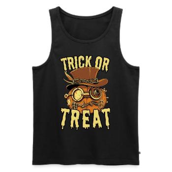 Trick or Treat: Cooler Steampunk Halloween Kürbis - Männer Premium Bio Tank Top - Schwarz - Vorne - AI Model Male 178 light (178cm)