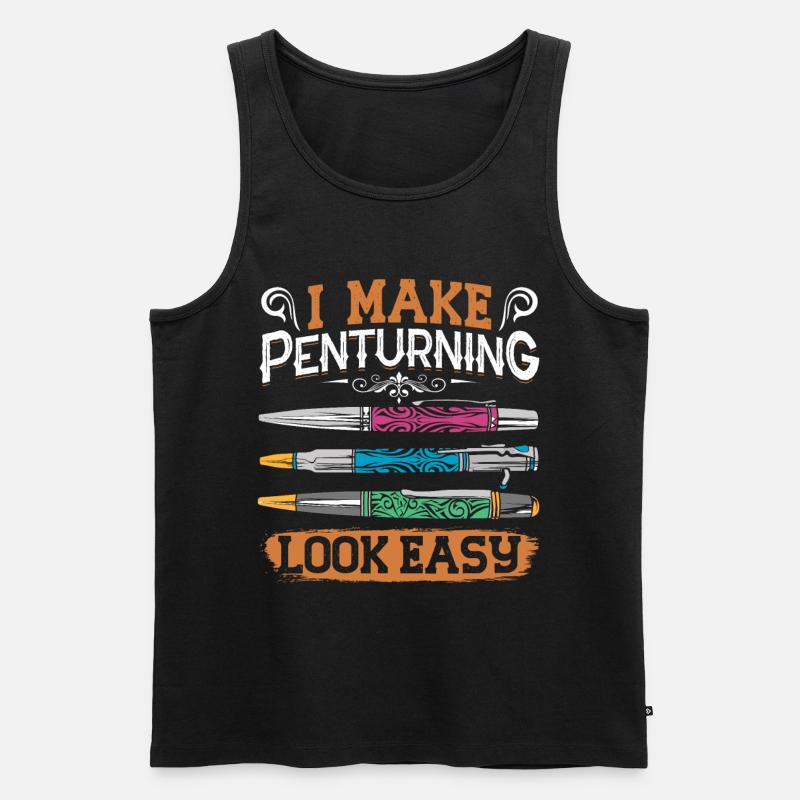 Pen Turning Kit - Männer Premium Bio Tank Top - Schwarz