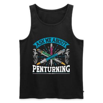 Pen Turning Kit - Men's Premium Organic Tank Top - black - Front - AI Model Male 178 light (178cm)