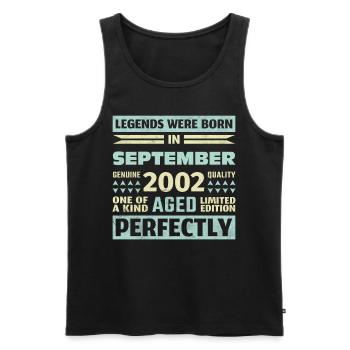 21ème anniversaire août millésime 2002 millésime - Débardeur bio Premium Homme - noir - Devant - Michal (187cm)