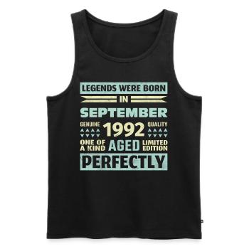 31st Birthday August Vintage 1992 Vintage - Men's Premium Organic Tank Top - black - Front - AI Model Male 178 light (178cm)