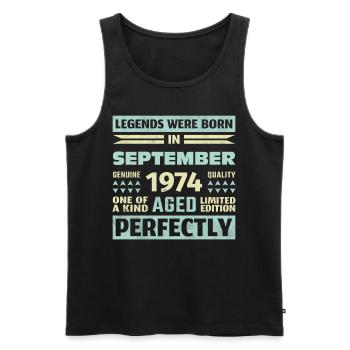 49. Geburtstag August Jahrgang 1974 Vintage - Männer Premium Bio Tank Top - Schwarz - Vorne - Michal (187cm)