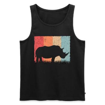Nashorn Retro Rhino Vintage - Men's Premium Organic Tank Top - black - Front - Michal (187cm)