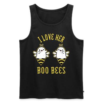 Boo Bees - Des abeilles d’Halloween déguisées en fantômes - Débardeur bio Premium Homme - noir - Devant - Michal (187cm)