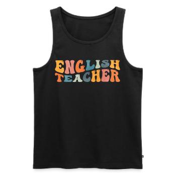 Groovy English Teacher Grammar Literature - Débardeur bio Premium Homme - noir - Devant - Michal (187cm)