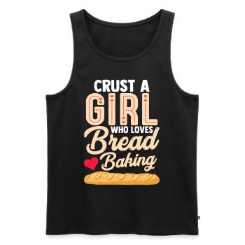 Funny crust A girl who loves baking bread - Men's Premium Organic Tank Top - black - Front - AI Model Male 178 light (178cm)