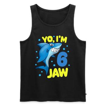 6th Birthday Shark Funny Shark Kids - Men's Premium Organic Tank Top - black - Front - AI Model Male 178 light (178cm)