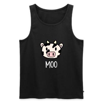 Cute Cow Kawaii Farm Funny Animals - Men's Premium Organic Tank Top - black - Front - Michal (187cm)