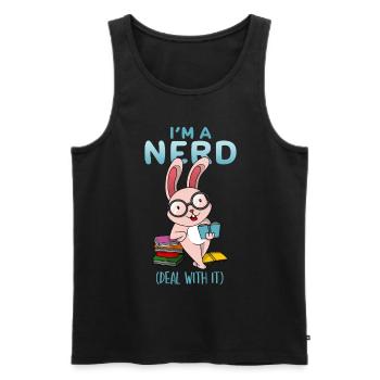 Lustiger Nerd Hase Bücherwurm Buchliebhaber Leser - Männer Premium Bio Tank Top - Schwarz - Vorne - AI Model Male 178 light (178cm)