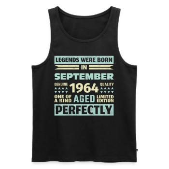 59th Birthday August Vintage 1964 Vintage - Men's Premium Organic Tank Top - black - Front - AI Model Male 178 light (178cm)