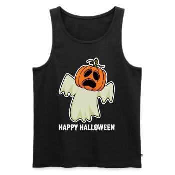 Spooky Halloween: Happy Ghost with Pumpkin Head - Men's Premium Organic Tank Top - black - Front - Michal (187cm)