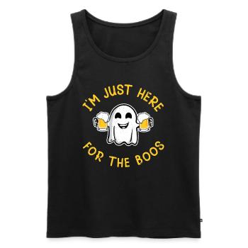 Halloween Ghost: Je suis juste là pour les huées - Débardeur bio Premium Homme - noir - Devant - Michal (187cm)