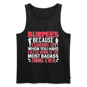 Burpees Exercices Entraînement - Débardeur bio Premium Homme - noir - Devant - Michal (187cm)
