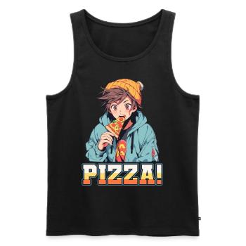 Pizza Lover Young Girl Anime Manga Pizza - Débardeur bio Premium Homme - noir - Devant - AI Model Male 178 light (178cm)