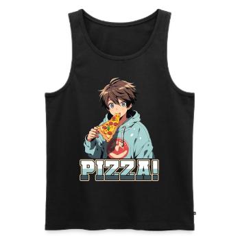 Pizza Lover Young Girl Anime Manga Pizza - Débardeur bio Premium Homme - noir - Devant - AI Model Male 178 light (178cm)
